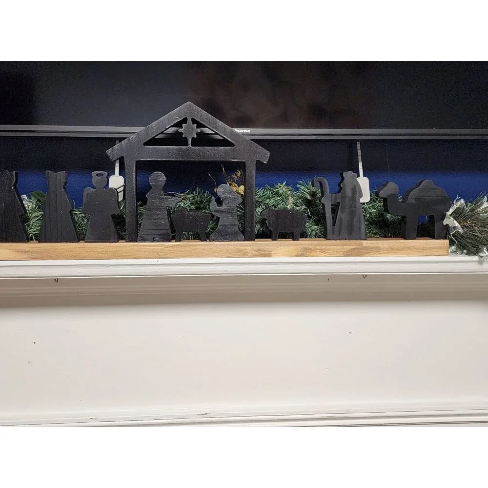 Handcrafted Wooden Nativity Scene Decor With Simple Silhouette Design